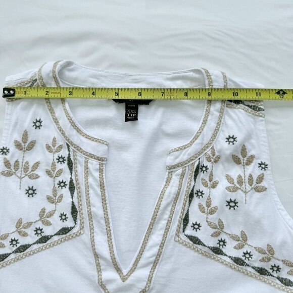 banana republic sleeveless top XXS Embroidered Design White Green And Beige - Picture 6 of 12